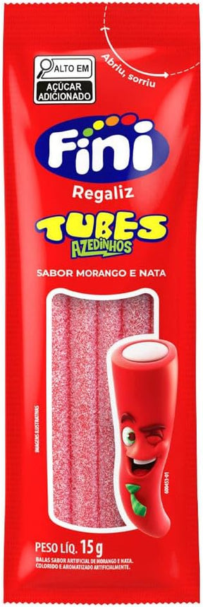 Fini Mini Bala De Gelatina Tubes Morango Cítrico 17G C/12 -