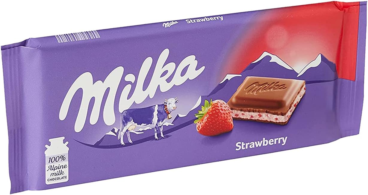 Milka Chocolate Recheado Strawberry Yogurt 100G