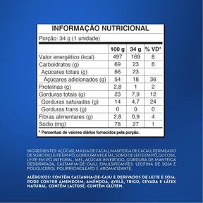 Chocolate Lacta ao leite Diamante Negro Caixa Com 12 Unidades De 34g