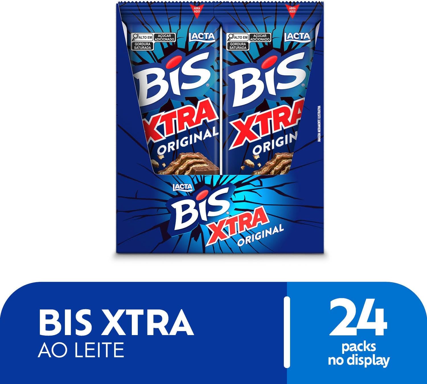 Lacta Bis Xtra Ao Leite - Caixa Com 24 Unidades De 45G